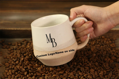 Handmade Ceramic Mugs, Custom Name/Logo Personalized, 16 Oz Coffee Mug for Coffee Lovers, Mug With Big Handle